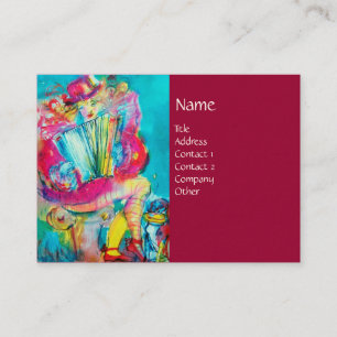 ACCORDION PLAYER IN THE NIGHT, red Business Card