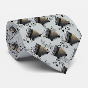 Accordion Player Music Necktie Gold Black Grey