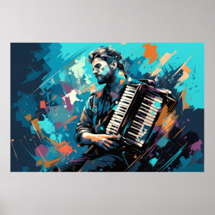 Accordion Player Music Painting Abstract Art Decor
