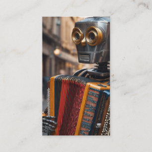 accordion playing robot business card
