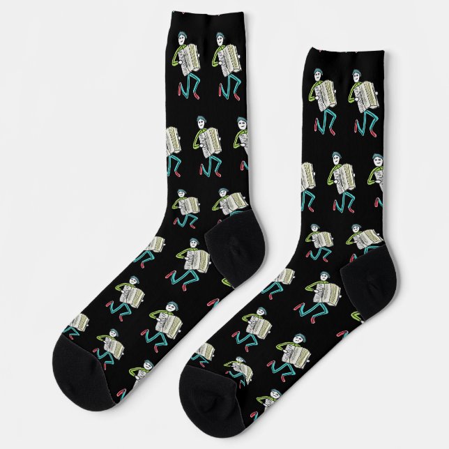 Accordion Playing Stickman Socks (Left)