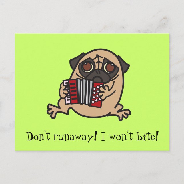 Accordion Pug Postcard (Front)