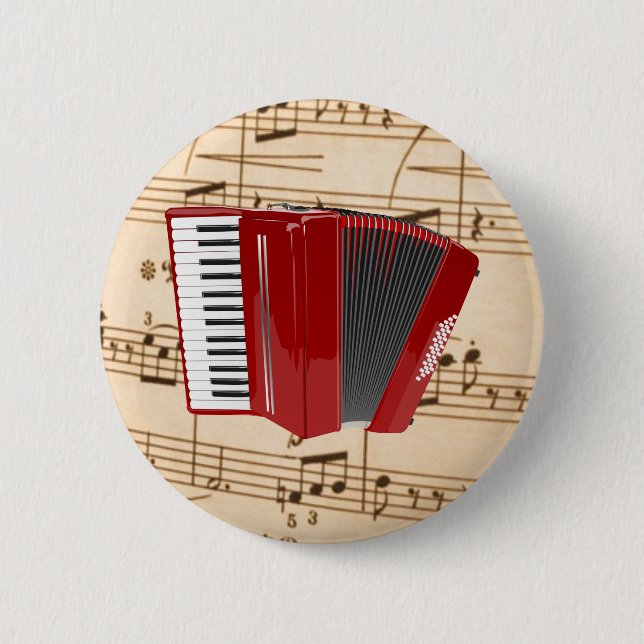 Accordion: Red Accordion  6 Cm Round Badge (Front)