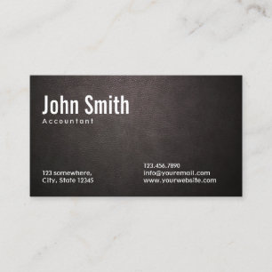 Accountant Accounting Stylish Dark Leather Business Card