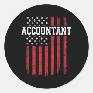 Accountant American Flag USA Patriot Patriotic T-S Classic Round Sticker