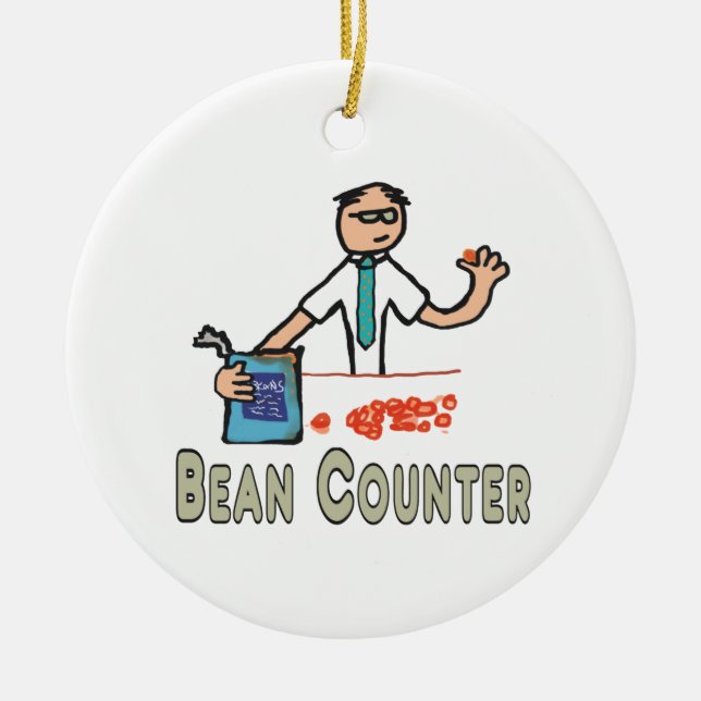 Accountant Bean Counter Ceramic Tree Decoration (Front)