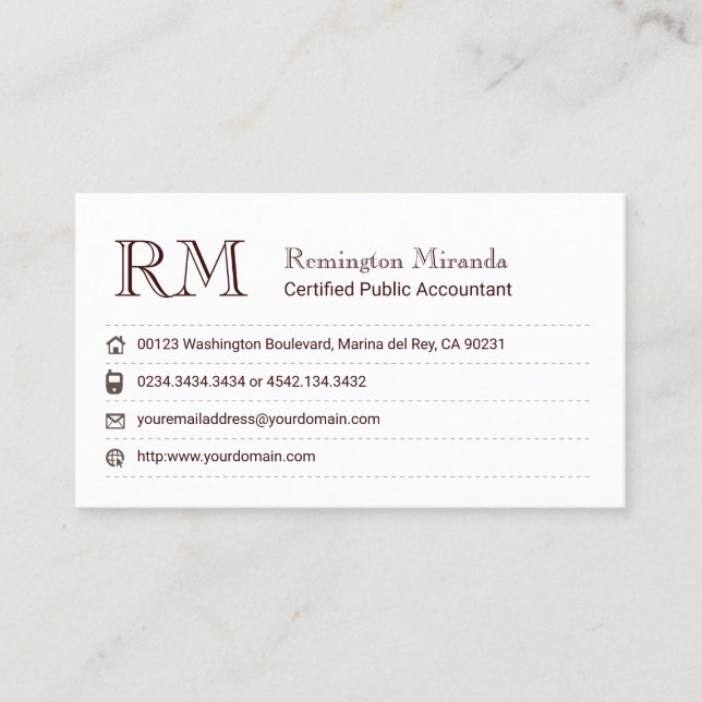 Accountant Bookkeeper  Business Card (Front)