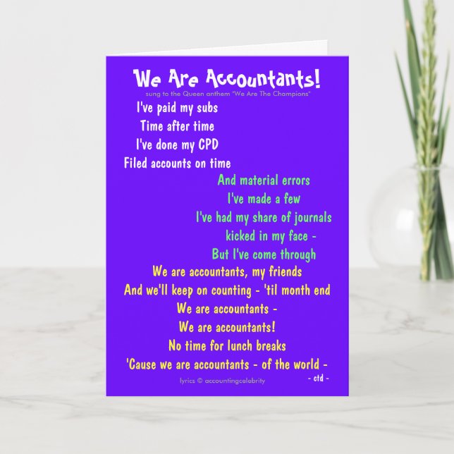 Accountant Christmas Accounting Song Parody Words Holiday Card (Front)