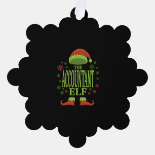 Accountant Christmas Elf Tree Decoration Card
