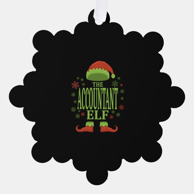 Accountant Christmas Elf Tree Decoration Card (Front)
