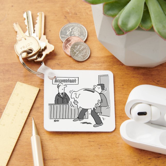 Accountant Client with Huge Piggy Bank Key Ring (Desk)