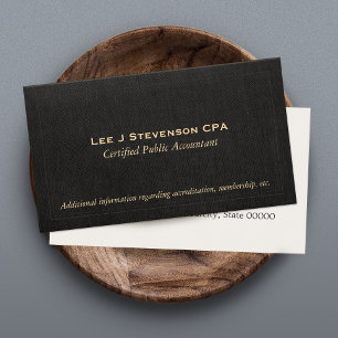 Accountant CPA Faux Black Linen Business Card