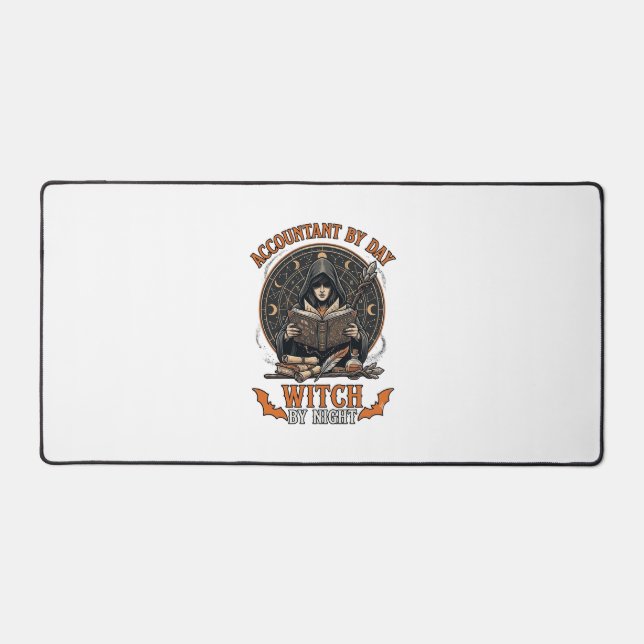 Accountant Day Witch Night Halloween Magic Book_1 Desk Mat (Front)