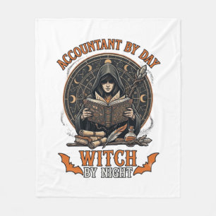 Accountant Day Witch Night Halloween Magic Book_1 Fleece Blanket