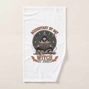 Accountant Day Witch Night Halloween Magic Book_1 Hand Towel