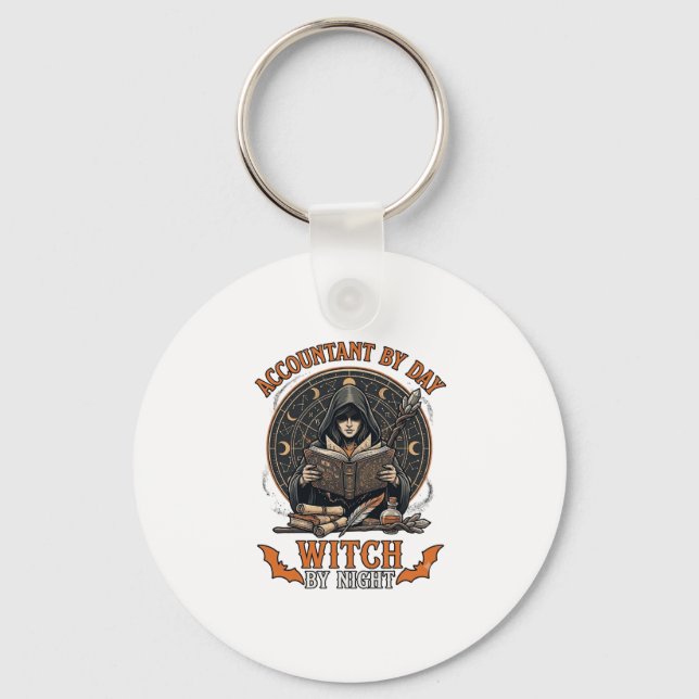 Accountant Day Witch Night Halloween Magic Book_1 Key Ring (Front)