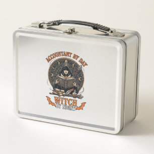 Accountant Day Witch Night Halloween Magic Book_1 Metal Lunch Box