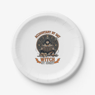 Accountant Day Witch Night Halloween Magic Book_1 Paper Plate