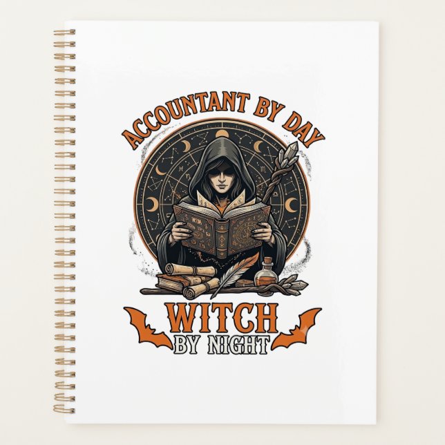 Accountant Day Witch Night Halloween Magic Book_1 Planner (Front)