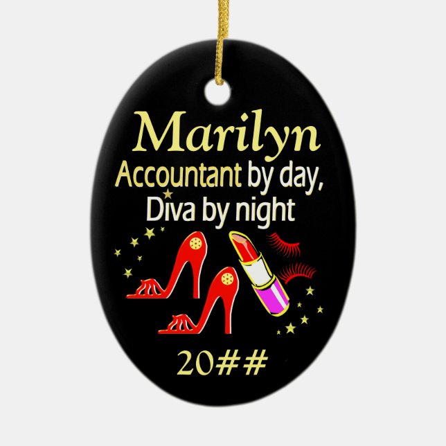 ACCOUNTANT DIVA PERSONALIZED ORNAMENT (Front)