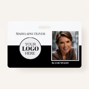 Accountant Employee ID Photo QR Black White Logo ID Badge