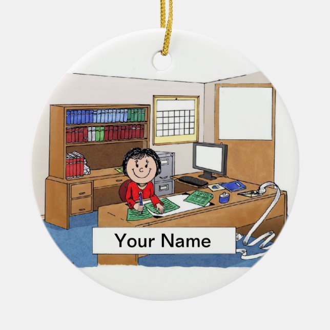 Accountant - Female Ceramic Tree Decoration (Front)