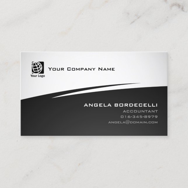 Accountant Finance Services Abstract Black Zig Zag Business Card (Front)