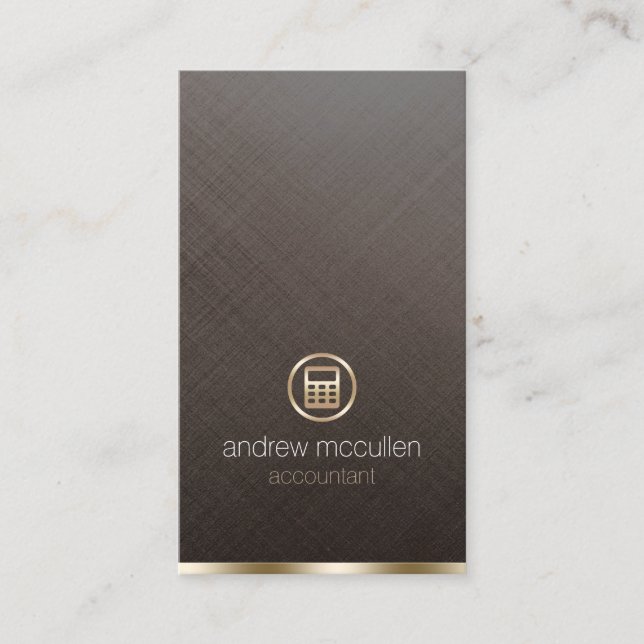 Accountant Gold Calculator Brushed Metal Finance Business Card (Front)