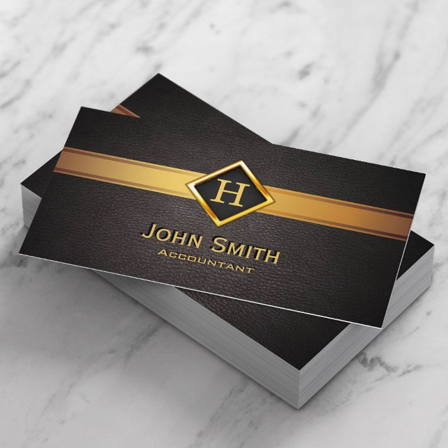 Accountant Gold Monogram Logo Financial Consultant Business Card (Creator Uploaded)