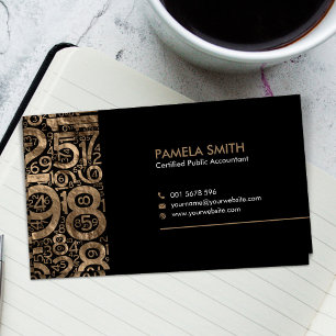 Accountant - Golden Numbers Pattern Business Card
