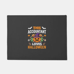 Accountant Loves Halloween Pumpkin Bookkeeper Desi Doormat