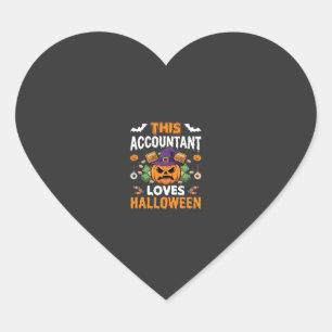 Accountant Loves Halloween Pumpkin Bookkeeper Desi Heart Sticker