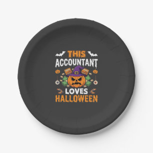 Accountant Loves Halloween Pumpkin Bookkeeper Desi Paper Plate