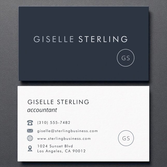 Accountant Luxury Navy Blue Modern Elegant Business Card (Creator Uploaded)