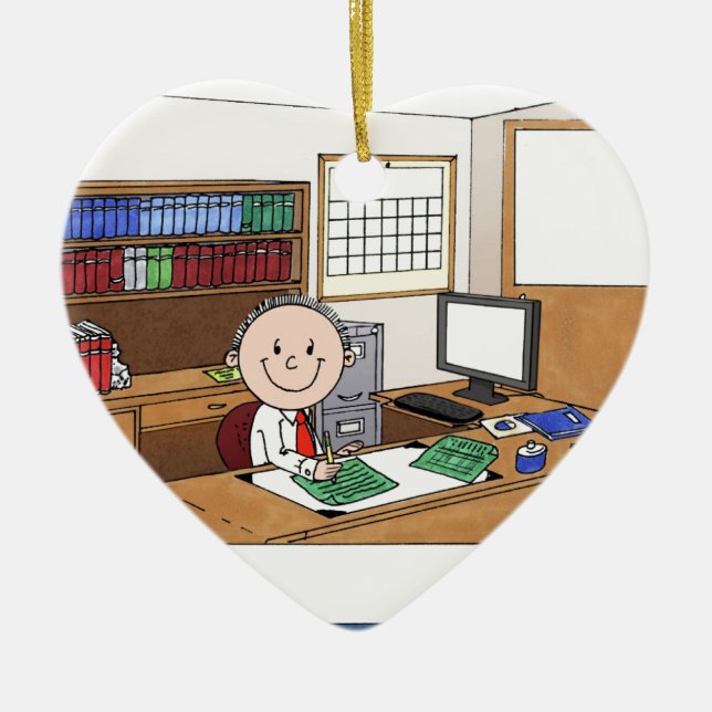 Accountant, Male - Personalised Cartoon Gift Ceramic Tree Decoration (Front)