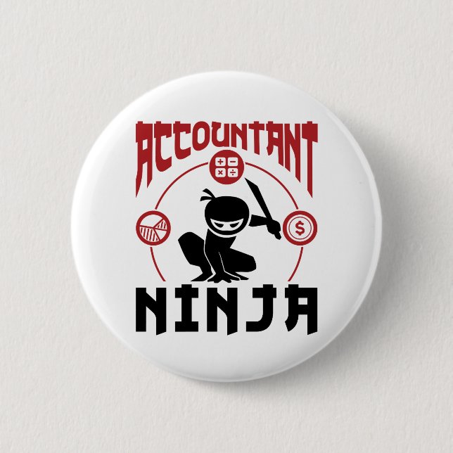 Accountant Ninja Accounting CPA 6 Cm Round Badge (Front)