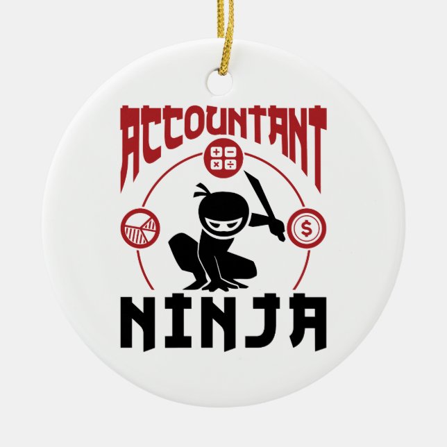 Accountant Ninja Accounting CPA Ceramic Tree Decoration (Front)