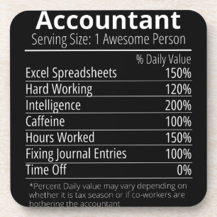 Accountant Nutrition Fact, Nutrition Facts Coaster