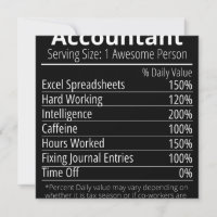 Accountant Nutrition Fact, Nutrition Facts