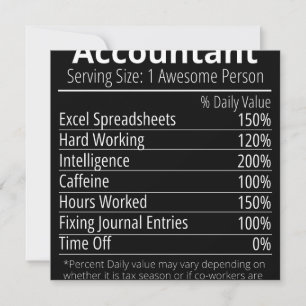Accountant Nutrition Fact, Nutrition Facts Save The Date