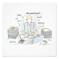 accountant, one line art, text and little colour