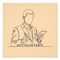 accountant, one line art, with text and colour