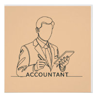 accountant, one line art, with text and colour