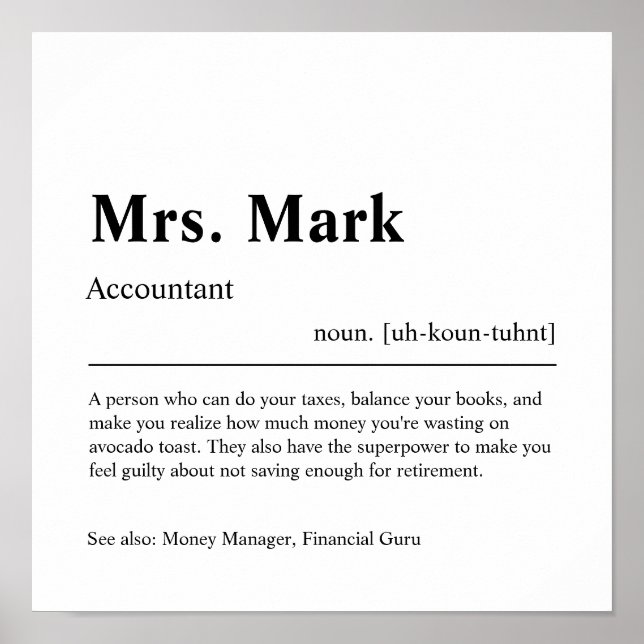 Accountant Personalised Gift Poster (Front)