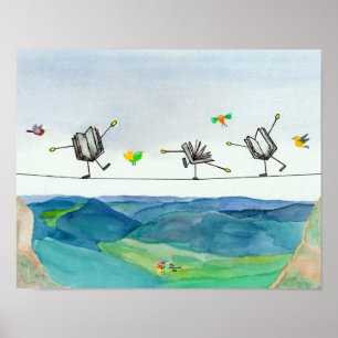 Accountant Poster Art Tightrope Book Balancing