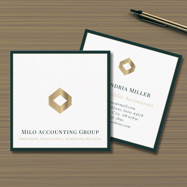 Accountant Professional Luxury Logo Square Business Card (Creator Uploaded)