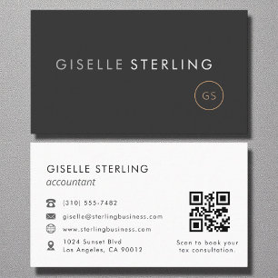 Accountant QR Code Luxury Black Elegant Business Card