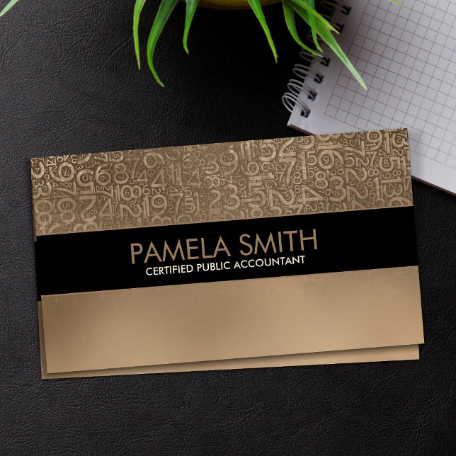 Accountant Services - Gold Numbers Pattern Business Card (Creator Uploaded)