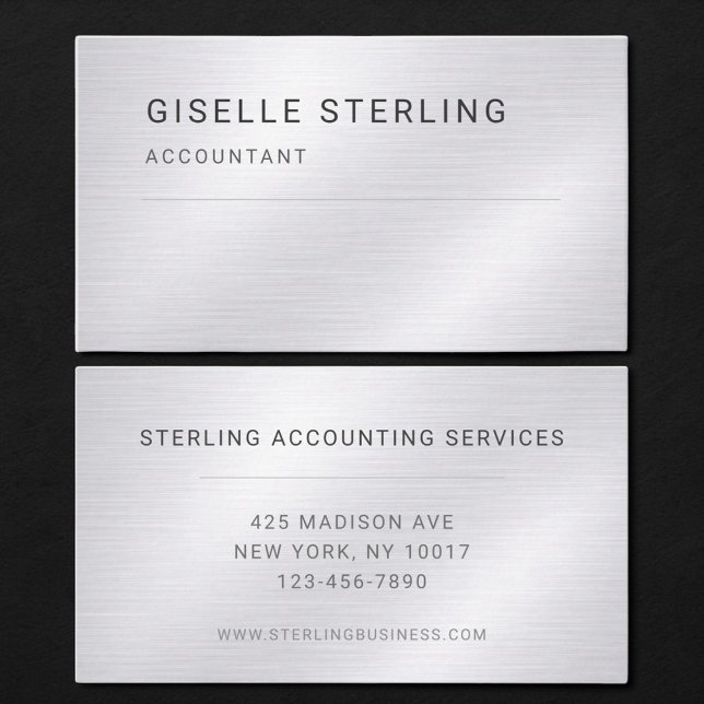 Accountant Silver Metallic Professional Business Card (Creator Uploaded)