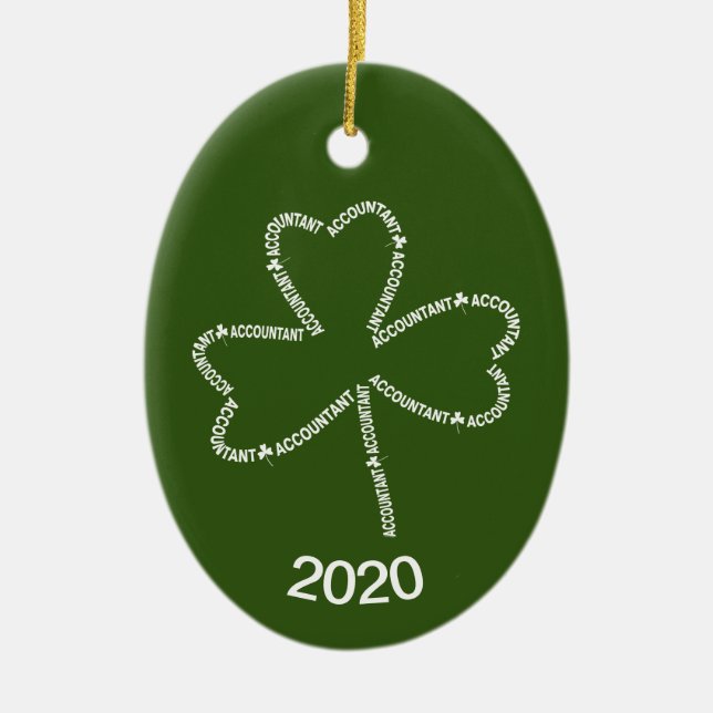 Accountant Text Shamrock Ceramic Tree Decoration (Front)